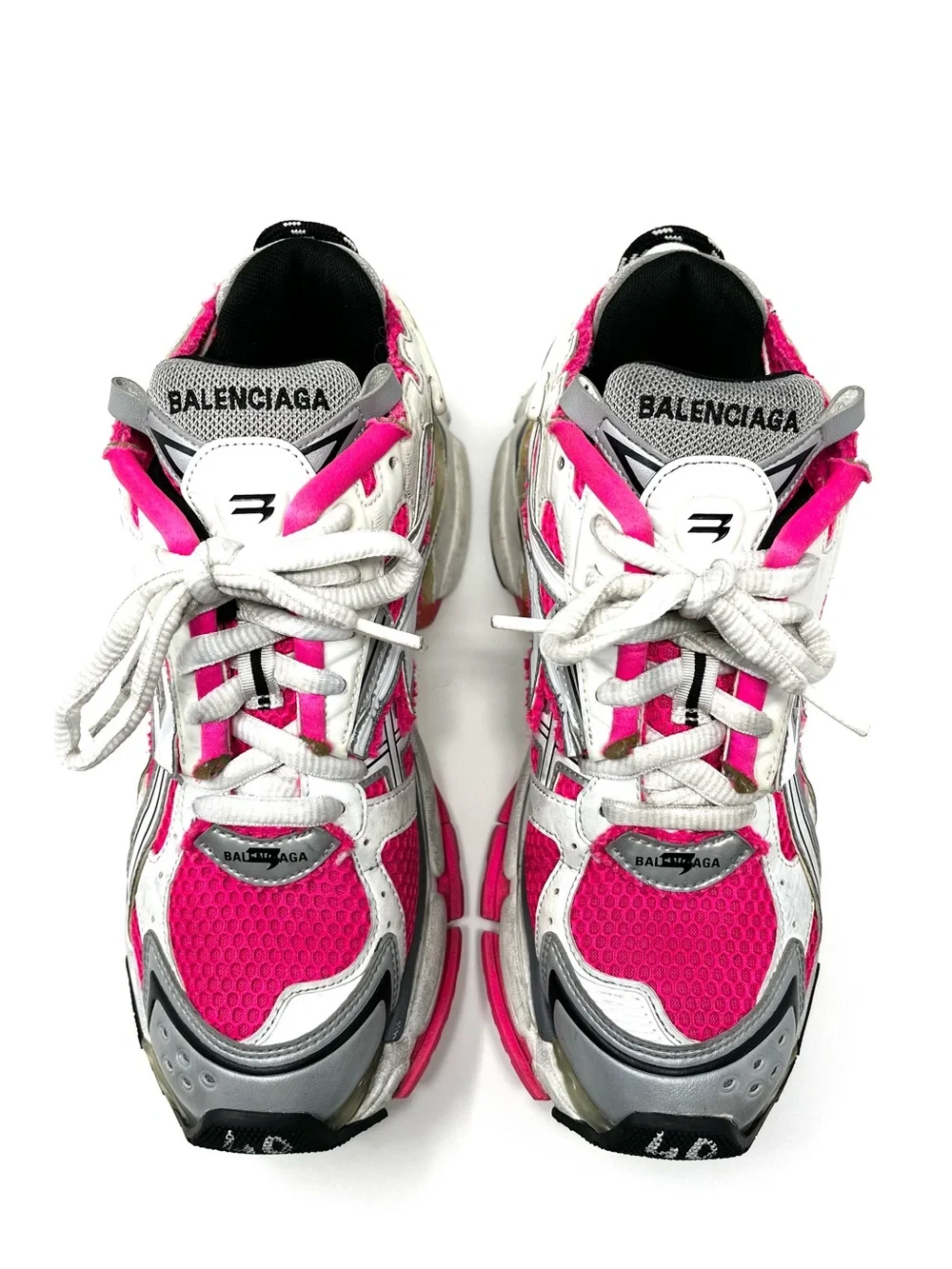 Authentic Balenciaga Womens Hot Pink White Runner Sneakers Shoes Chunky 40 10